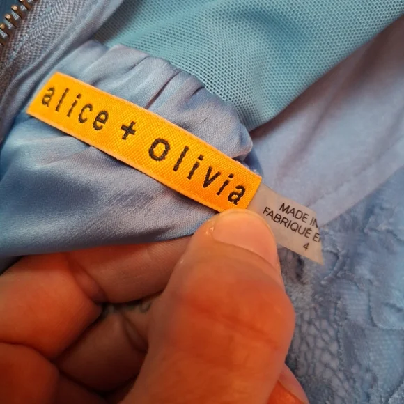 Alice And Olivia Periwinkle Blue Lace Ruffle Bustier Dress Size 4 - Picture 8 of 10